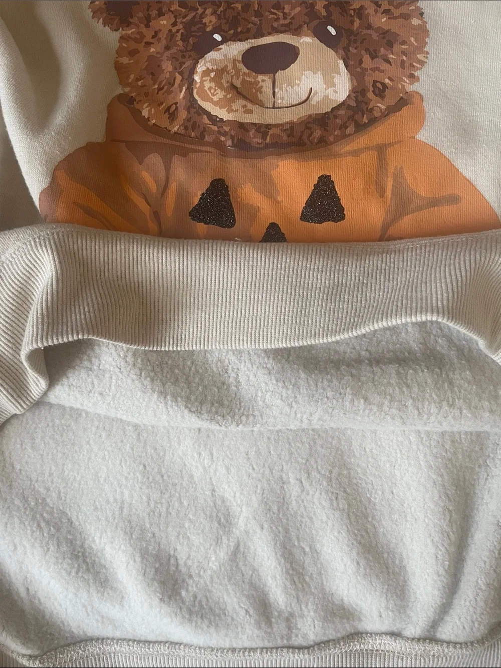 Grayson Threads Cream Sweatshirt with Teddy Pumpkin Print